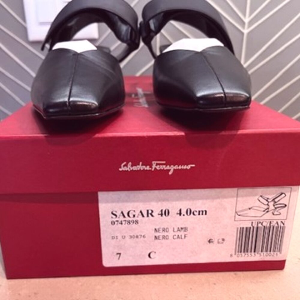 Ferragamo Sagar 40 Lambskin Slingback Pumps - Women - US7C - NWT - Picture 6 of 12